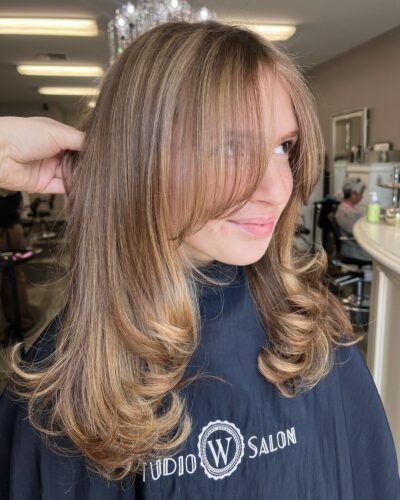 brunette highlights and long layers castro valley